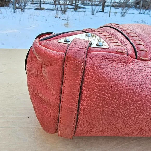Cromia Womens Pink Pebble Leather Shoulder Bag, Made in Italy, Pre-owned - Picture 9 of 16